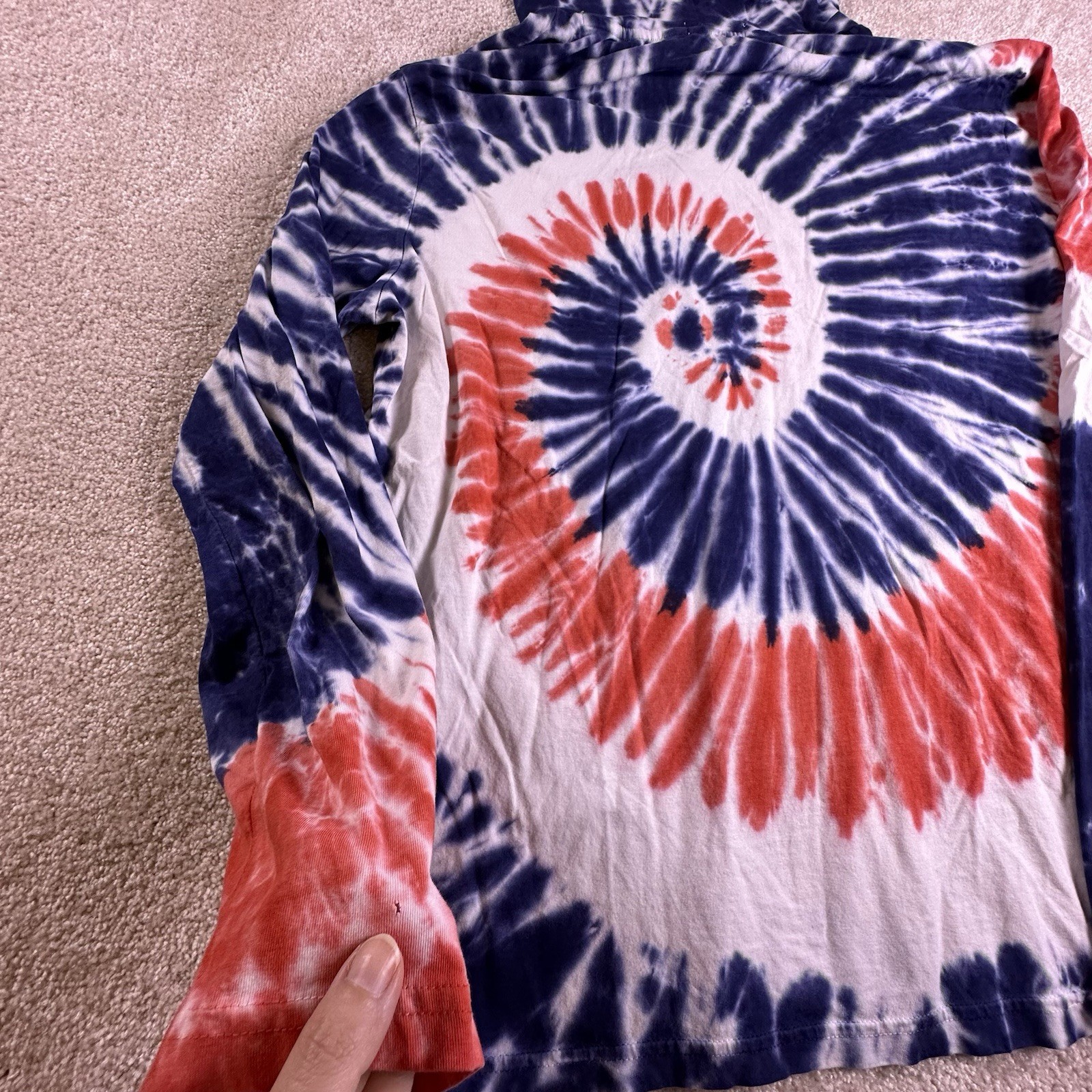 Polo Ralph Lauren Hooded T Shirt Mens L Red White Blue Tie Dye Long Sleeve Tee gallery