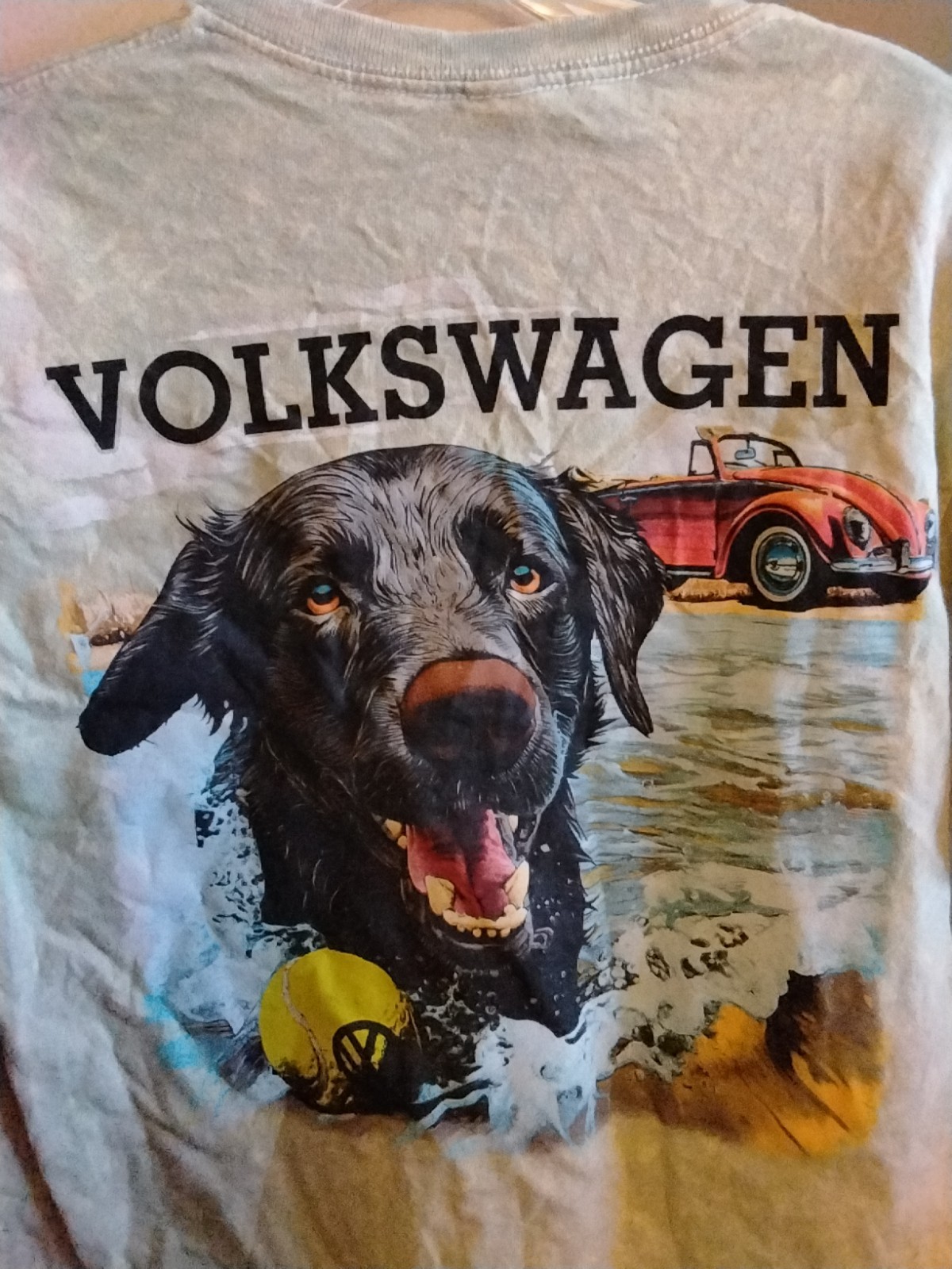 Volkswagen Men’s Short Sleeve T-Shirt Acid Wash Green Size MEDIUM Water Dog NWOT