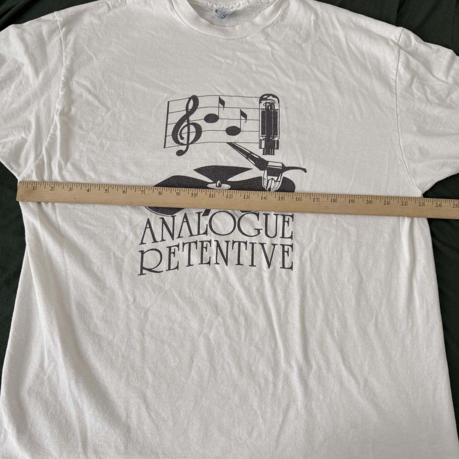 Vintage 90s Analogue Retentive Audiophile Vinyl Record Graphic T Shirt XL USA gallery