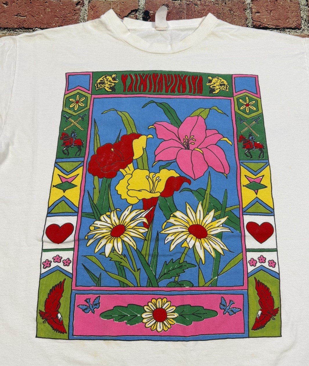 Vintage Floral Flowers Tropical Folk Art Heartland Apparel T-Shirt OSFA 80s 90s gallery