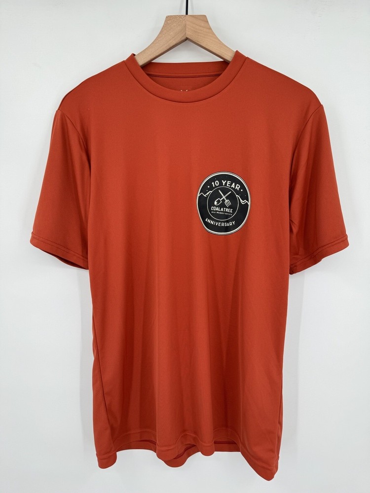 NEW COALATREE 10 Year Anniversary Tee Shirt Burnt Orange Performance Mens Size M