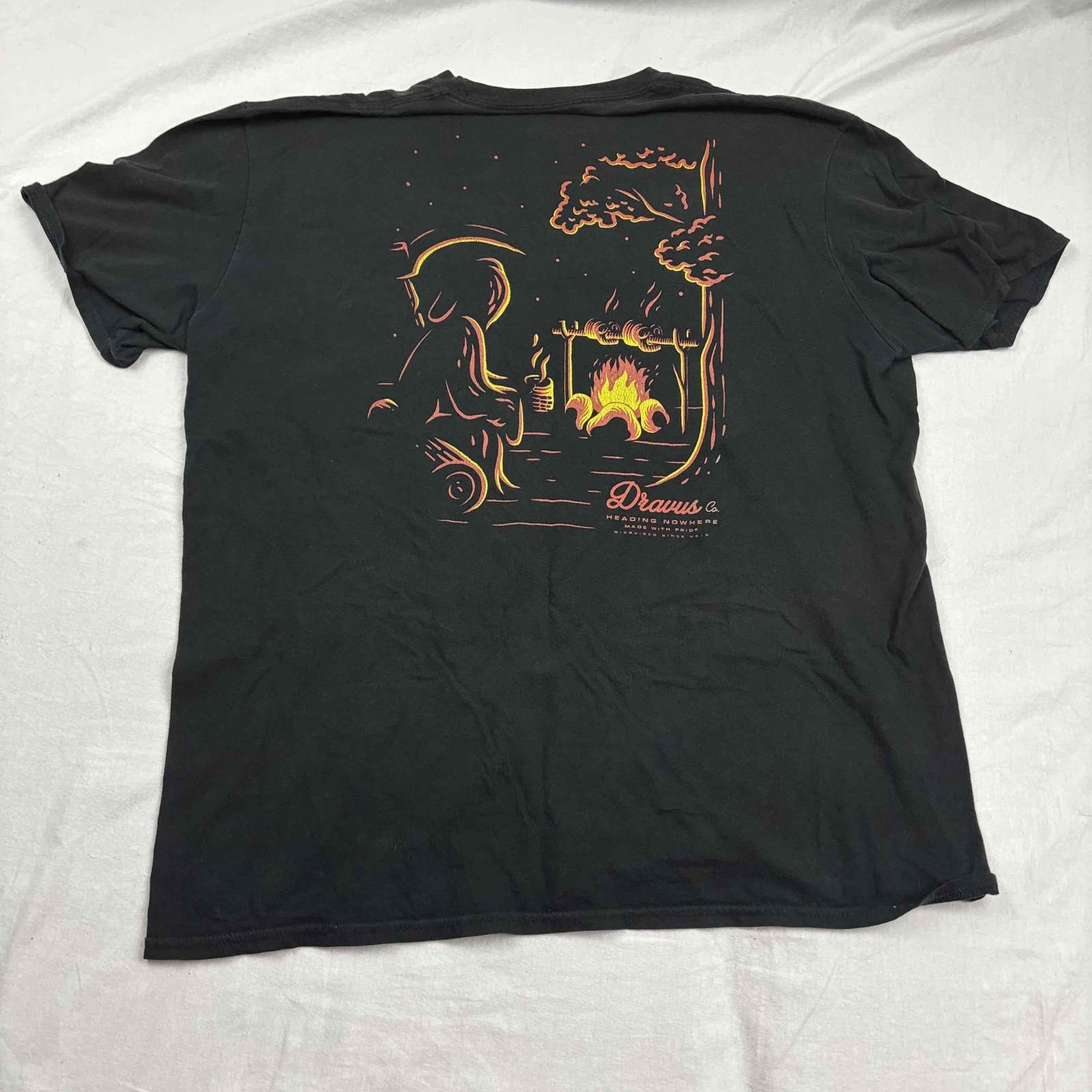 Dravus Co. Mens Graphic T-Shirt Black Yellow Crew XL Heading Nowhere gallery