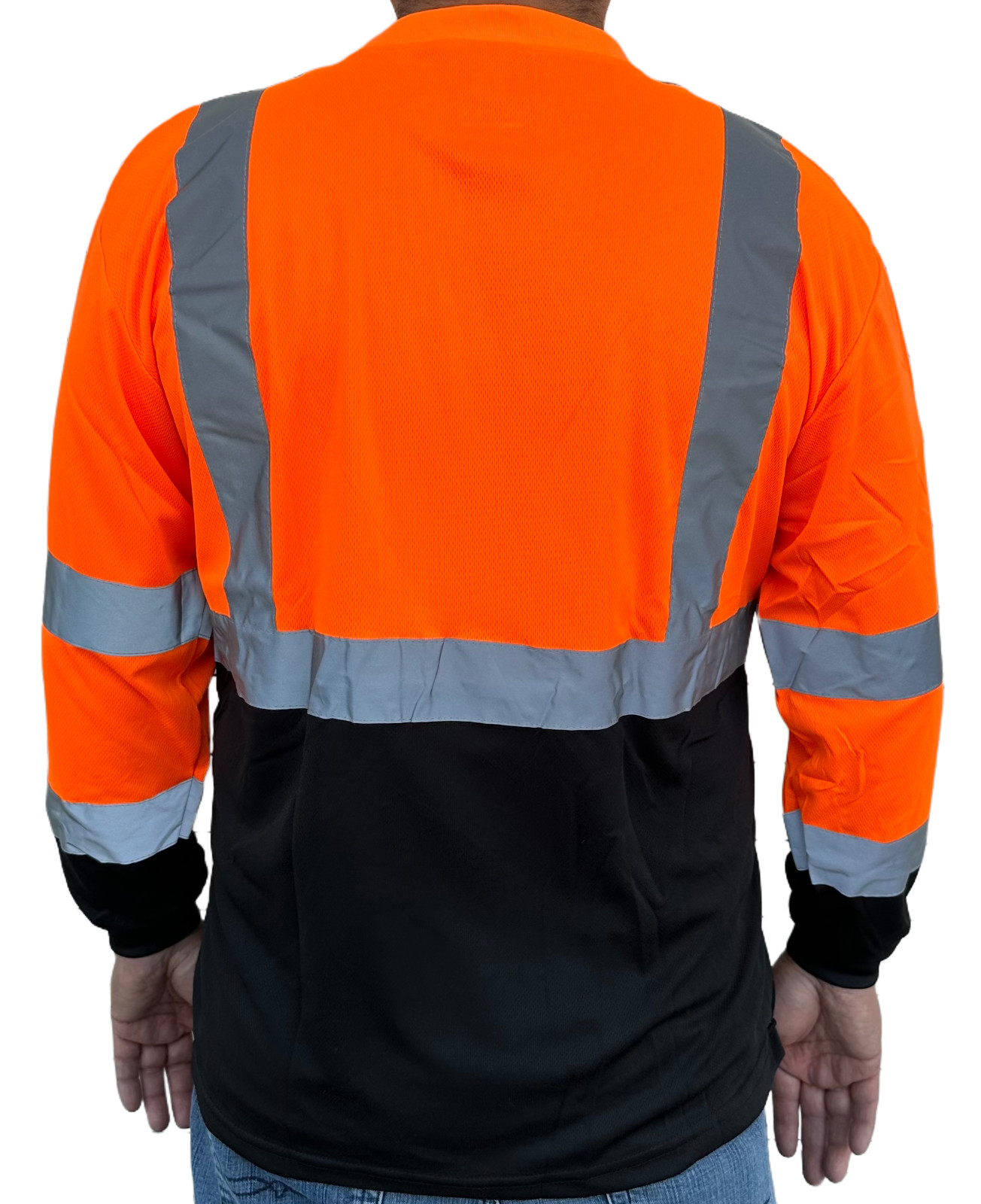 Orange High Visibility Long Sleeve Safety Shirt Reflective / Black Bottom 901-OR gallery