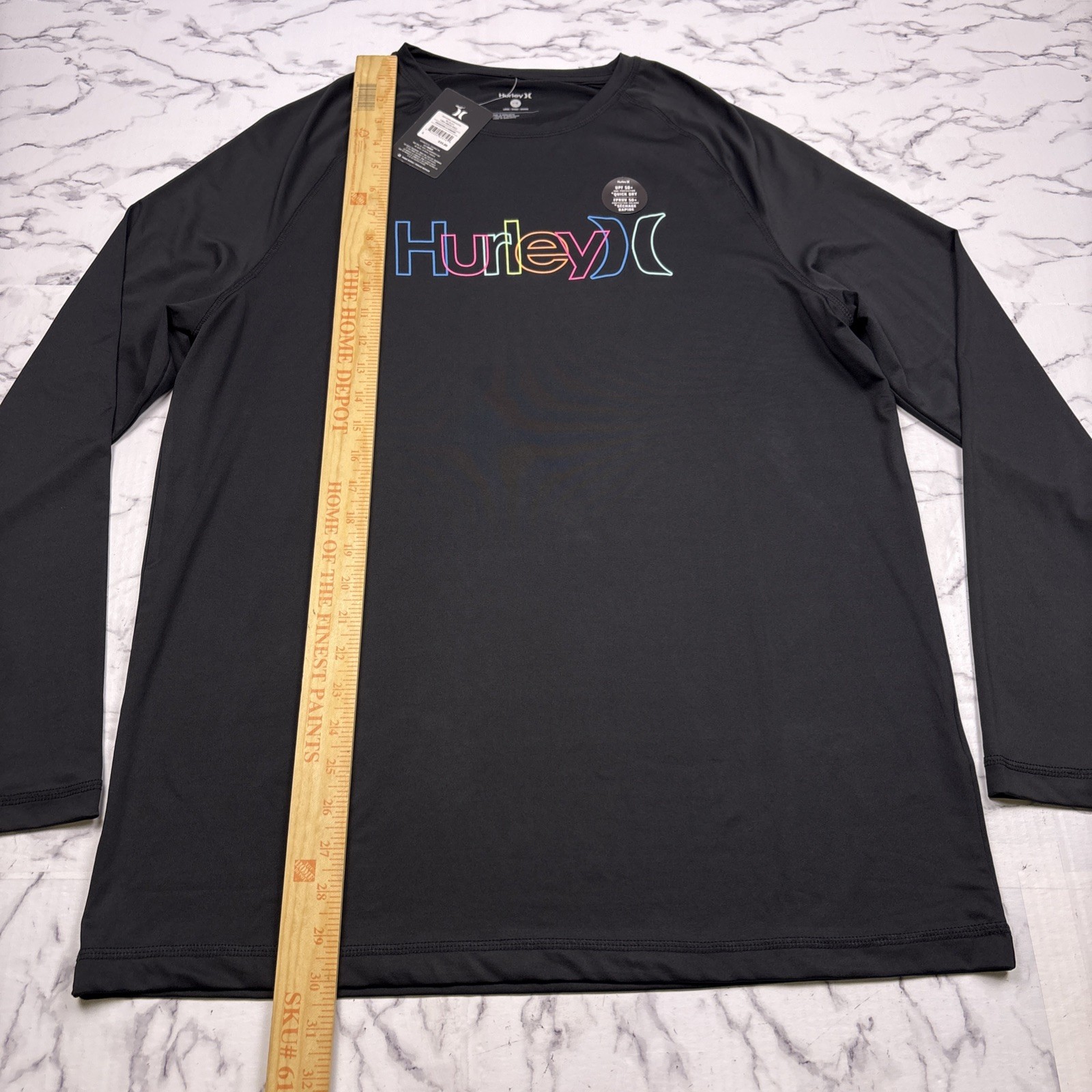 Hurley Men's Crew Long Sleeve Quick Dry UPF 50+ Black Sz L Casual New with Tags gallery