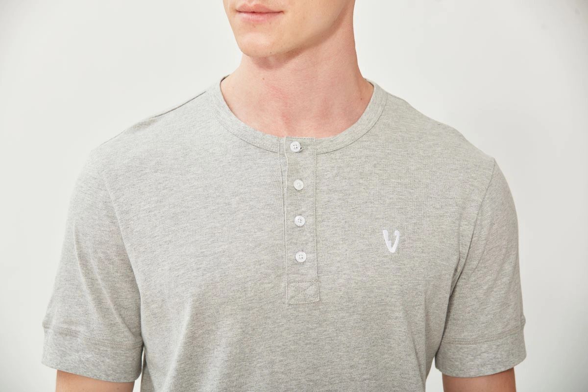 VarietyAthletics Mens Soft Pima Cotton Elastic Sleeve Cuff Henley T-Shirt gallery