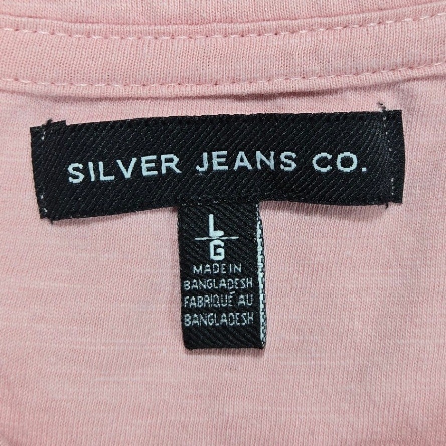 Silver Jeans Co Pink Henley T Shirt Size L Short Sleeve Cotton Mens Womens gallery