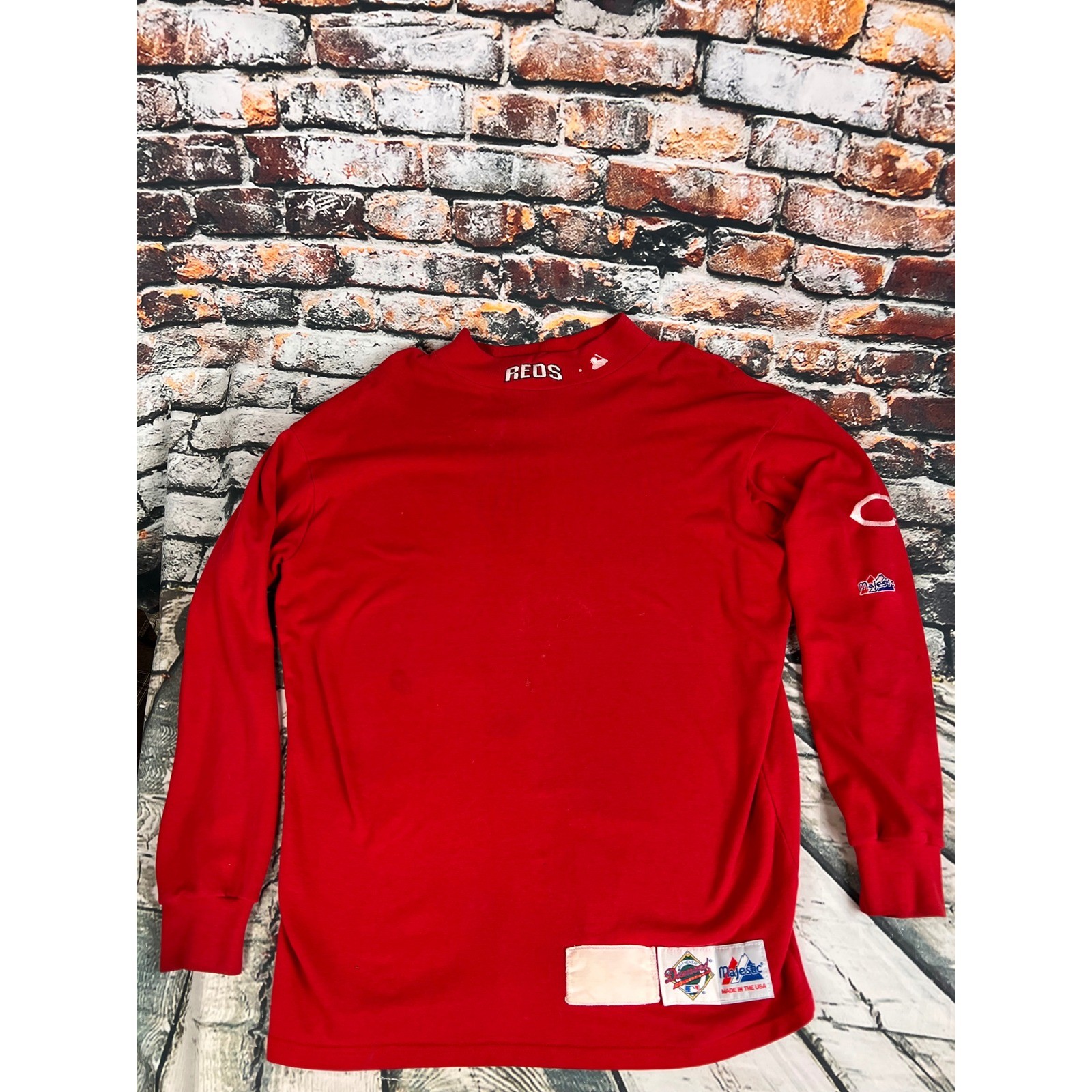 Majestic Cincinnati Reds Mock Neck Shirt Mens XL Red Diamond Collection MLB USA gallery