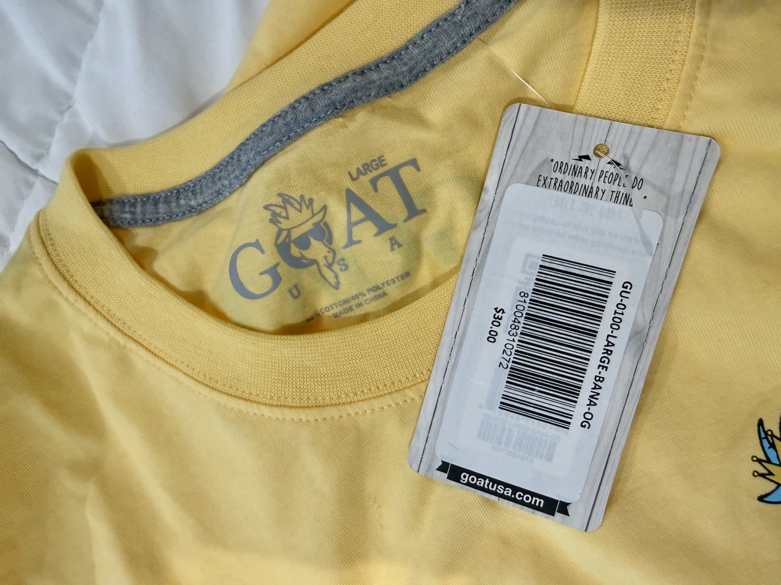 Men’s GOAT USA T-shirt Size Lg Yellow Short Sleeve gallery