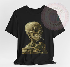 Skull of a Skeleton with a Burning Cigarette T-Shirt ✩ Van Gogh! ALT Gothic Art!