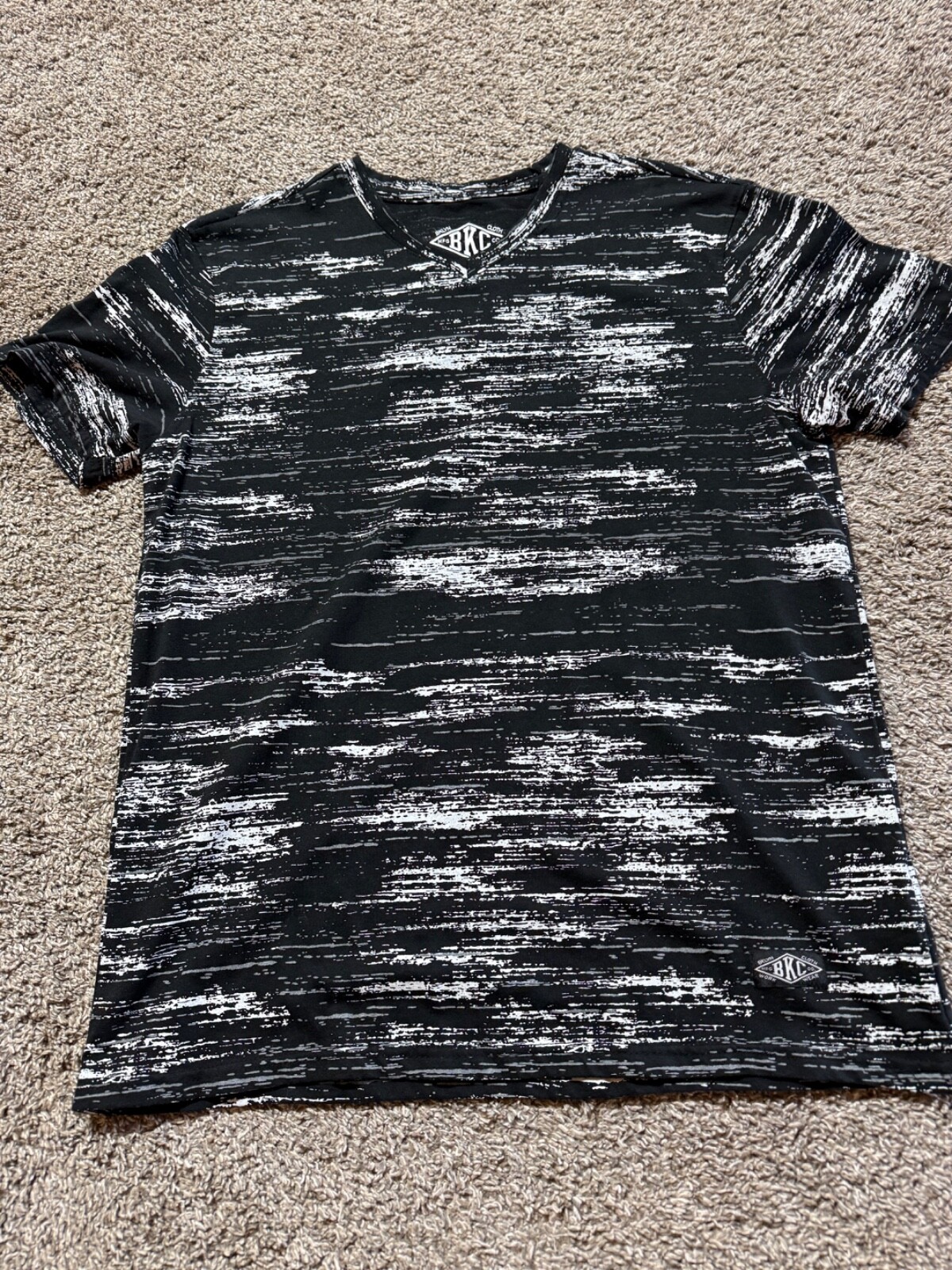 Brooklyn BKC Mens Shirt Size Large Slim Fit Poly Cotton Blend Stretch Flex Black