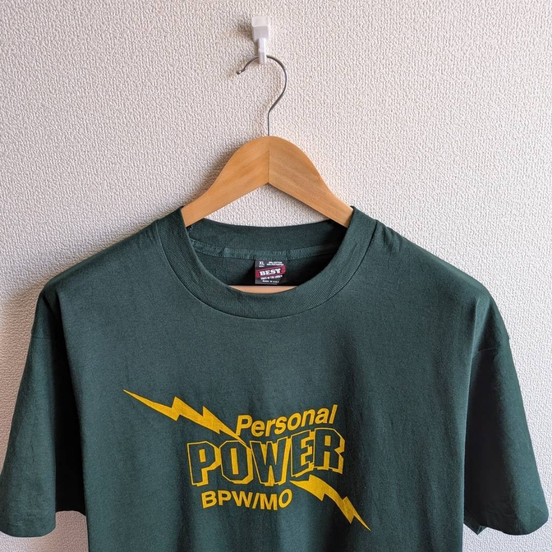 90s Vintage FRUIT OF THE LOOM T-Shirt XL Personal Power Green USA Made Single St gallery