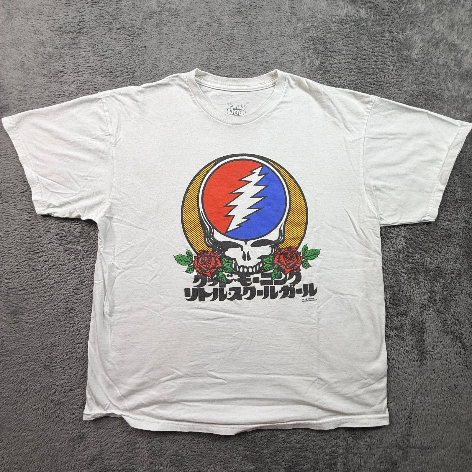 Grateful Dead Play Dead Steal Your Face Skull Japanese Script Mens XL Shirt gallery