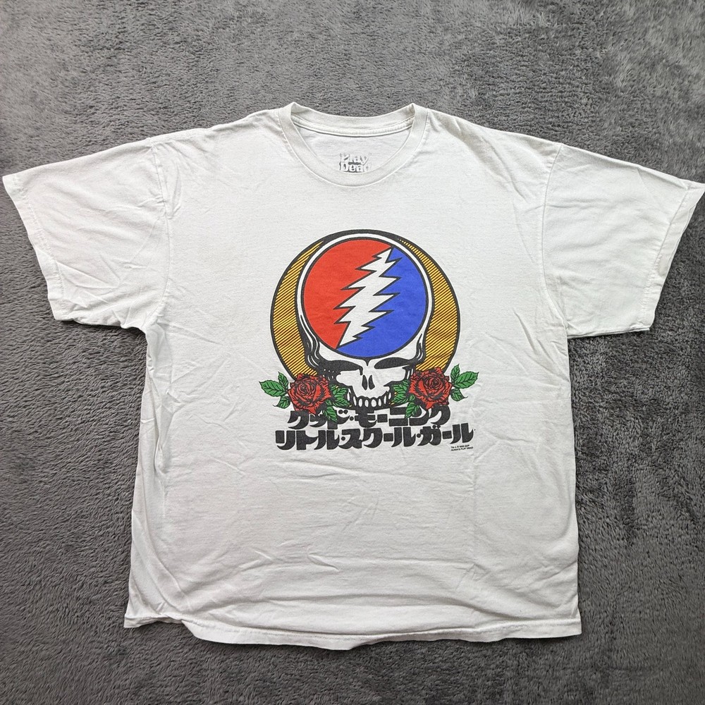 Grateful Dead Play Dead Steal Your Face Skull Japanese Script Mens XL Shirt