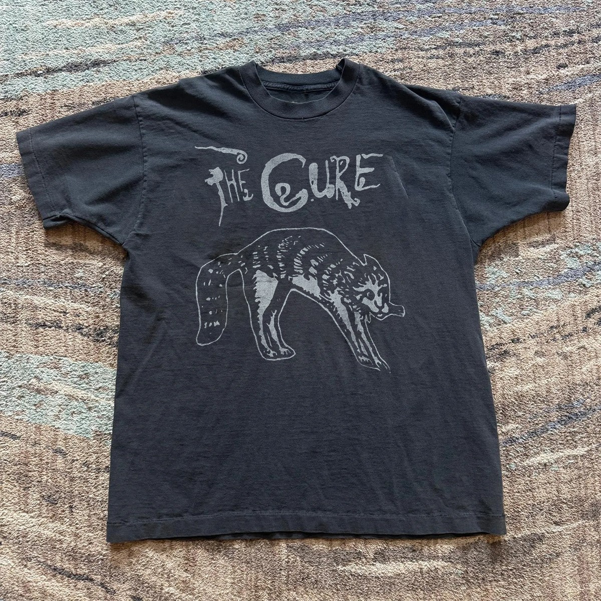 RARE! The Cure Rare Cat Artwork Vintage Unisex Black T-shirt Size S-5XL gallery