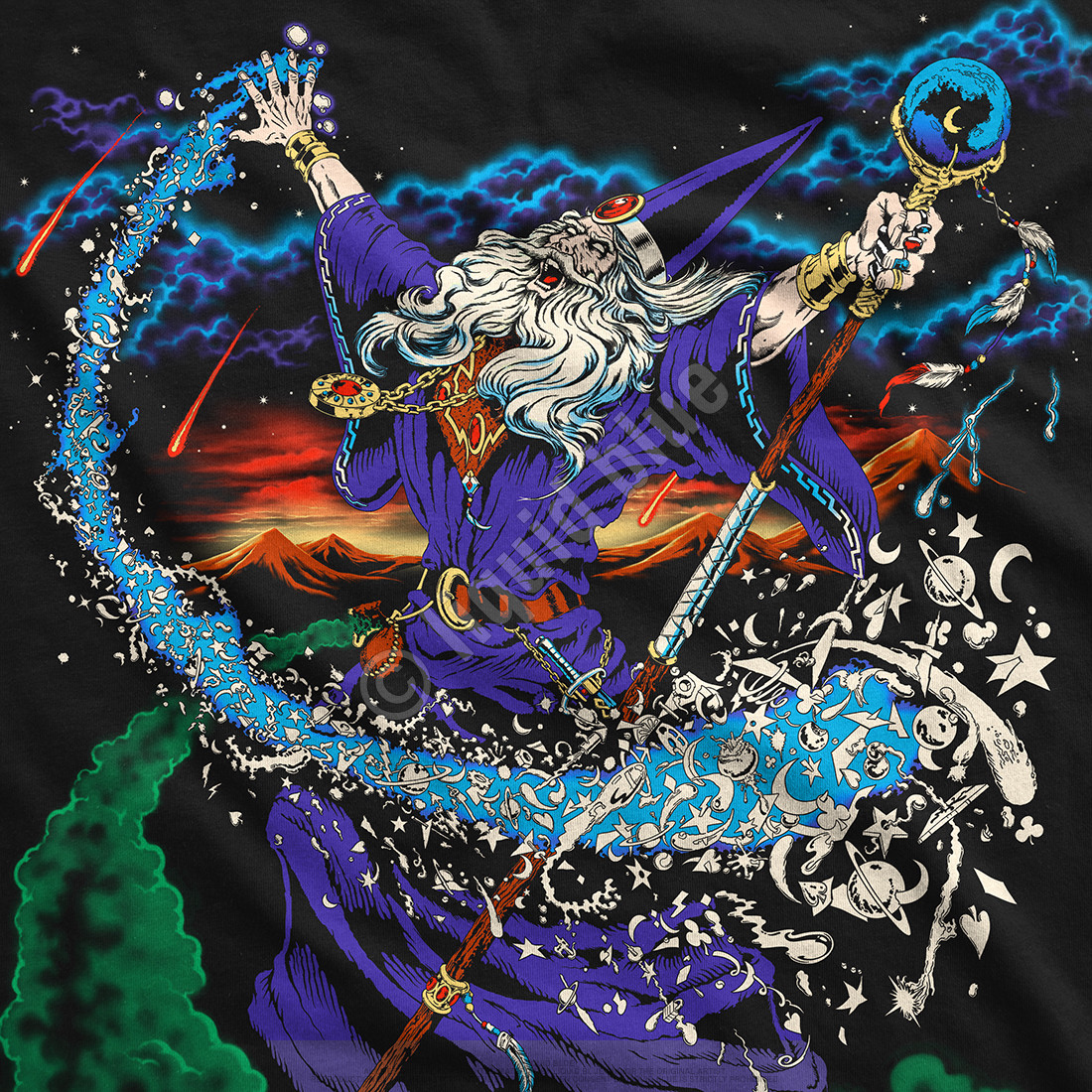 WIZARD-Big Print 2 SD T-SHIRT S,M,L,XL,XXL LIQUID BLUE Merlin,Potter,Necromancer gallery