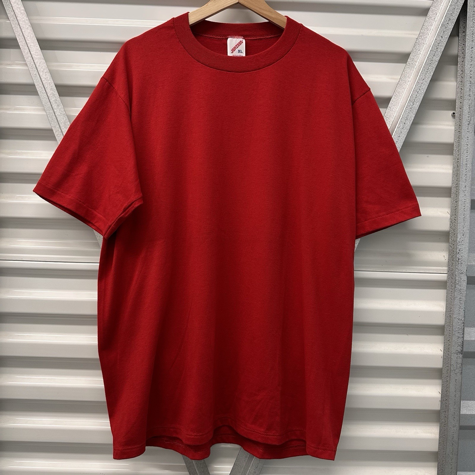 Vintage Jerzees Blank Red T Shirt 80s 90s Nos 50/50 Blend Solid USA Made Gym gallery
