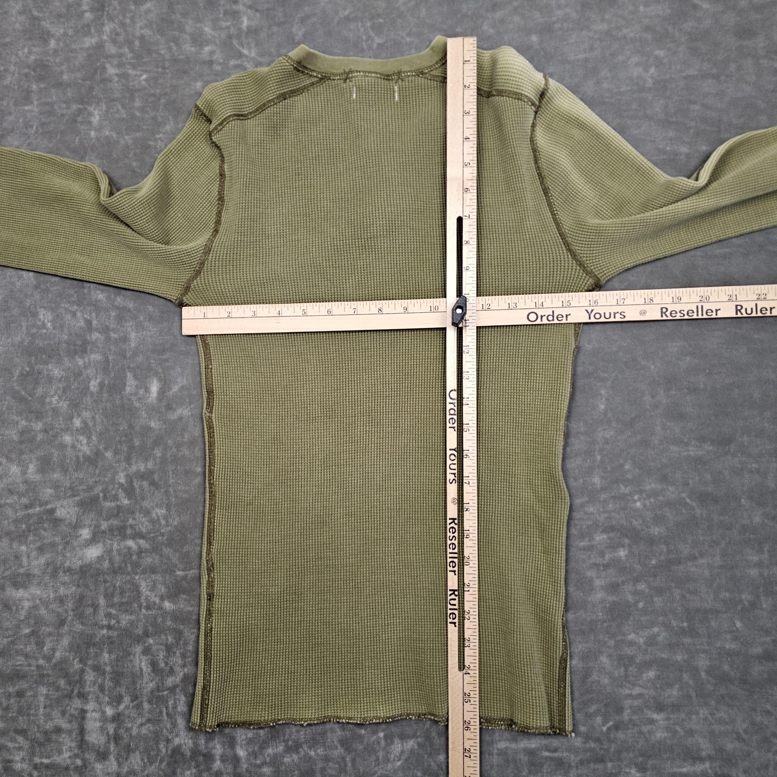Wallace & Barnes Shirt Mens XS Green Henley Long Sleeve Waffle Thermal Knit gallery