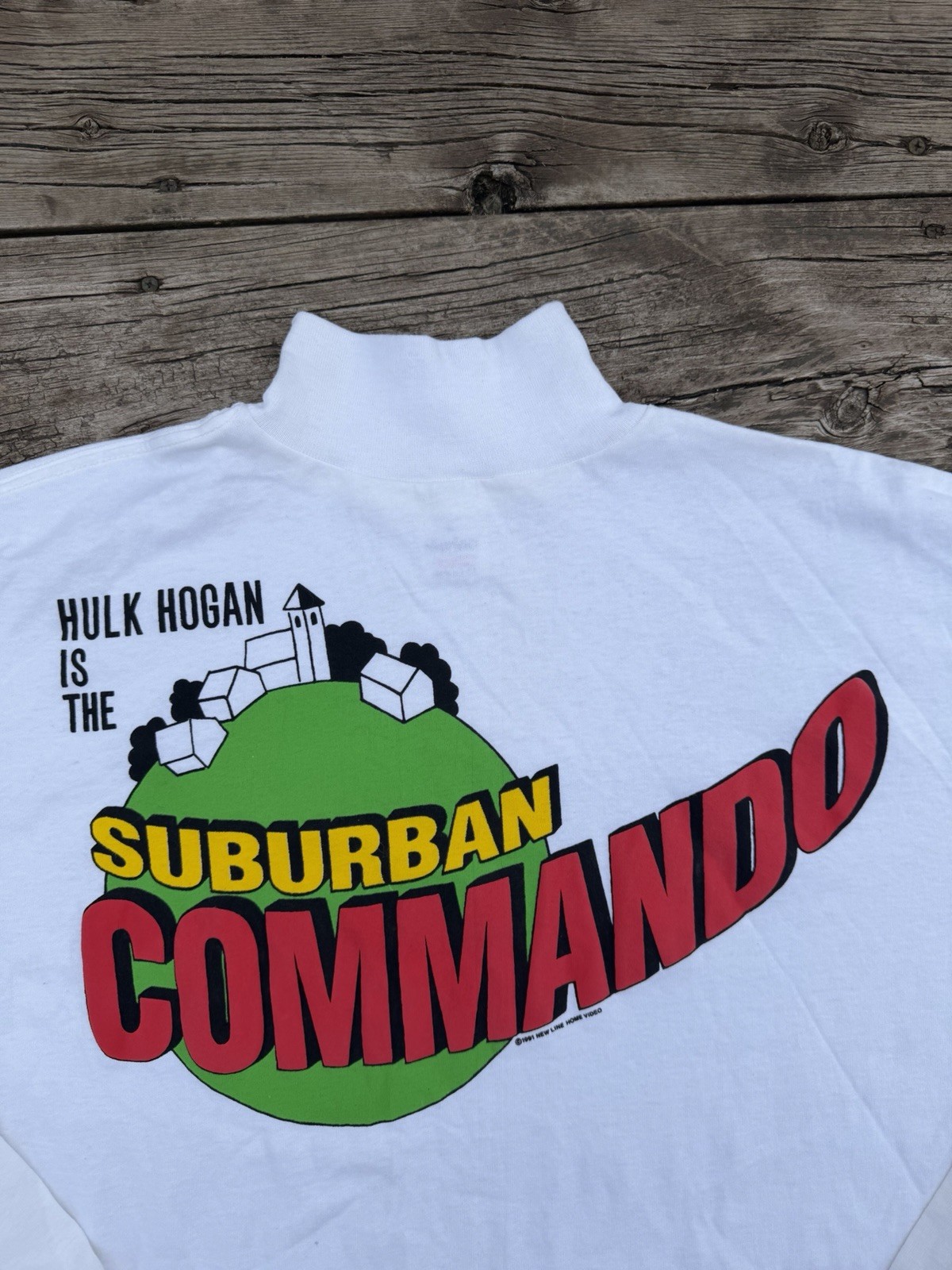 Vintage 1991 Hulk Hogan Suburban Commando White XL Long Sleeve Tee. Movie Promo gallery
