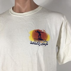 Beach Rays Floral Surfer Beach USA White Vintage 90s T-shirt Large Neon Hawaii