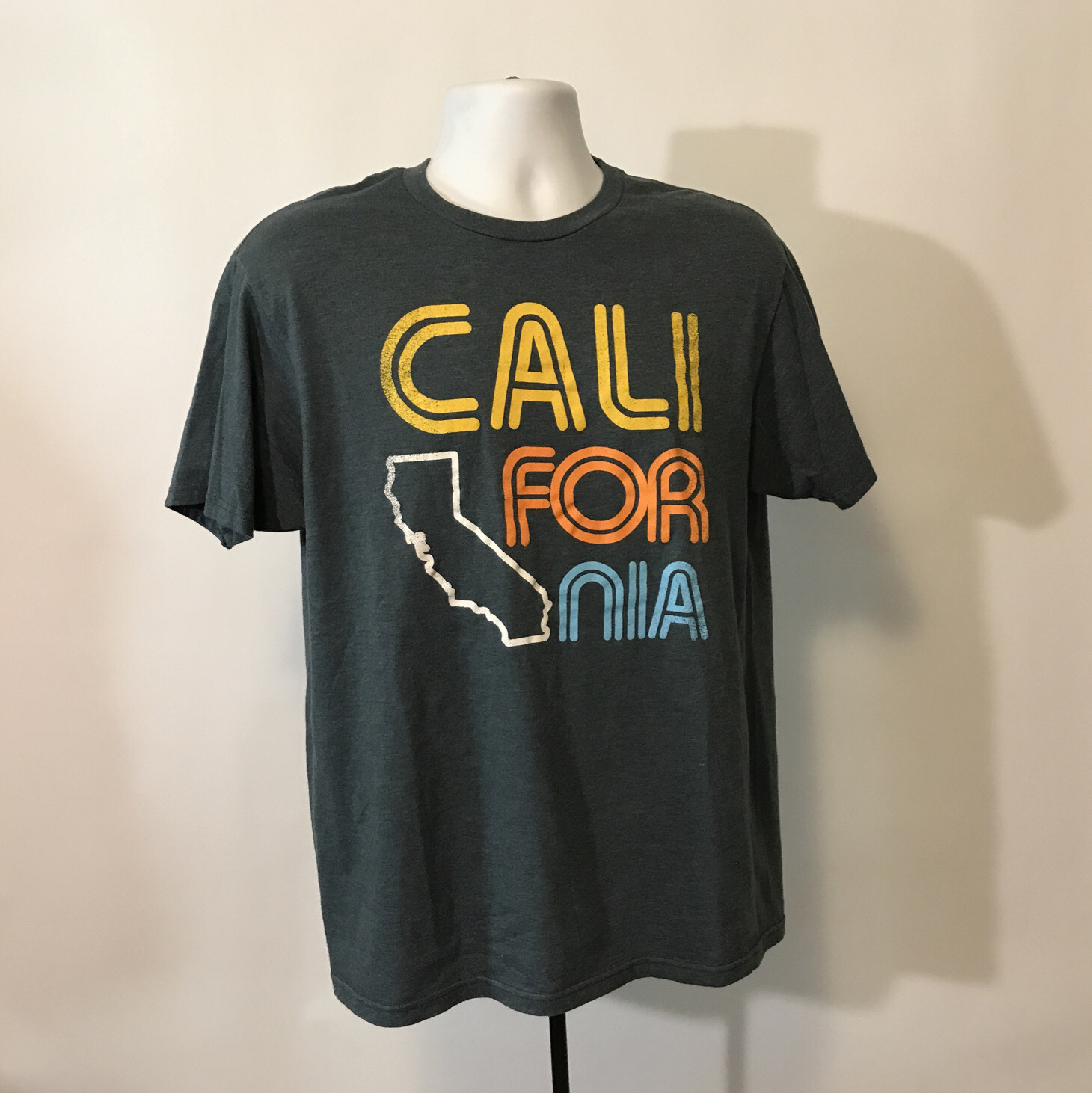 California theme T-shirt M/sz.L Blue 50% Cotton 50% Poly 70's style custom faded gallery