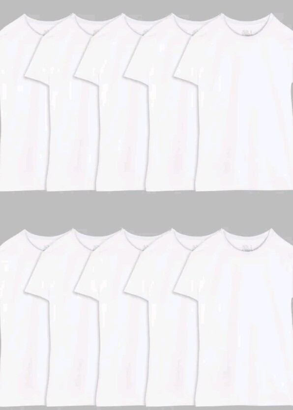 Sz XL (10) Pack Fruit Of The Loom Tag Free Crew White T Shirts New In Package gallery
