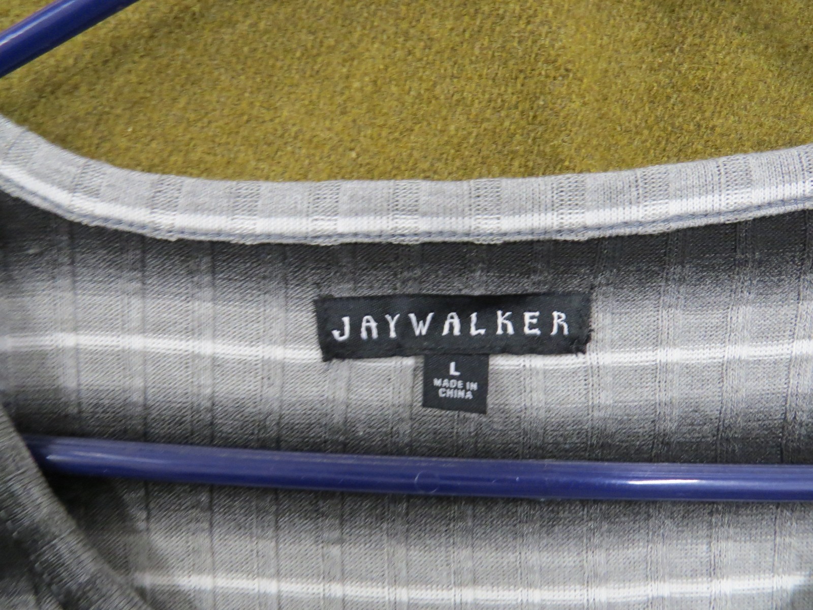 Jaywalker Men's Black Gray & White Striped Graphic Casual Dress L T-Shirt gallery
