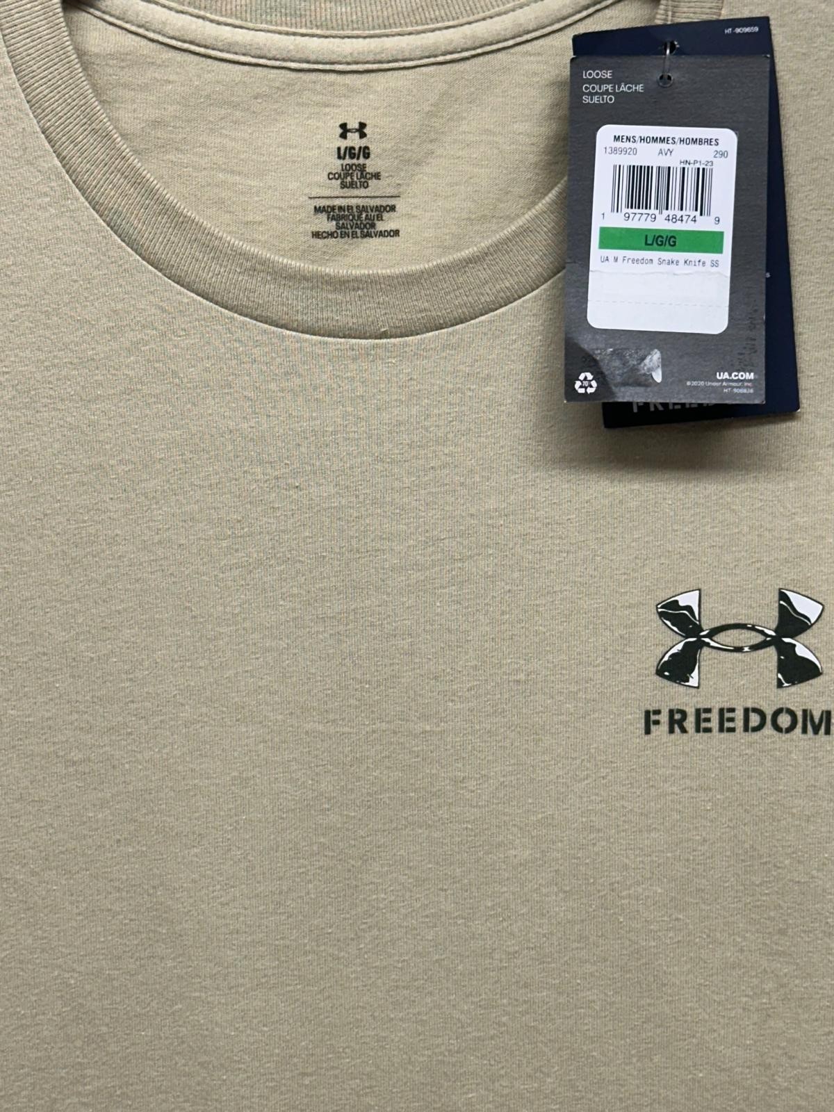 Under Armour Freedom Snake Knife T-Shirt Men Large Desert Sand Tactical Graphic gallery