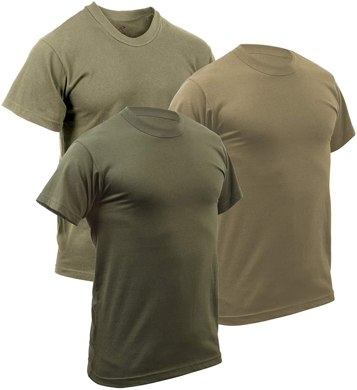 US Military Solid T-Shirt USA Army Military Tees 3-Pack (Khaki, Olive & Coyote) gallery