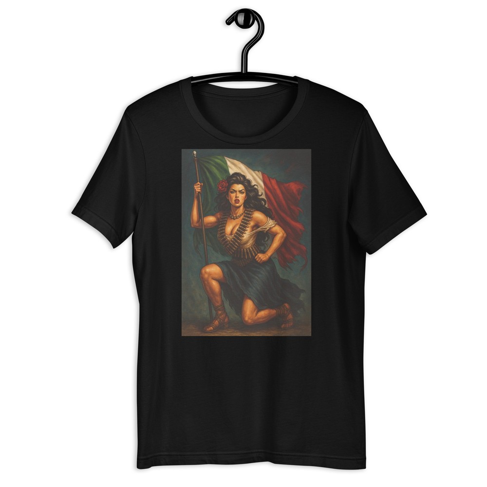 Chicana Warrior Mexican Flag Bandolier Strong Latina Pride Vintage Tee