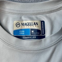Magellan Shirt Mens M Gray Casting Crew Fish Gear Long Sleeve American Flag Logo