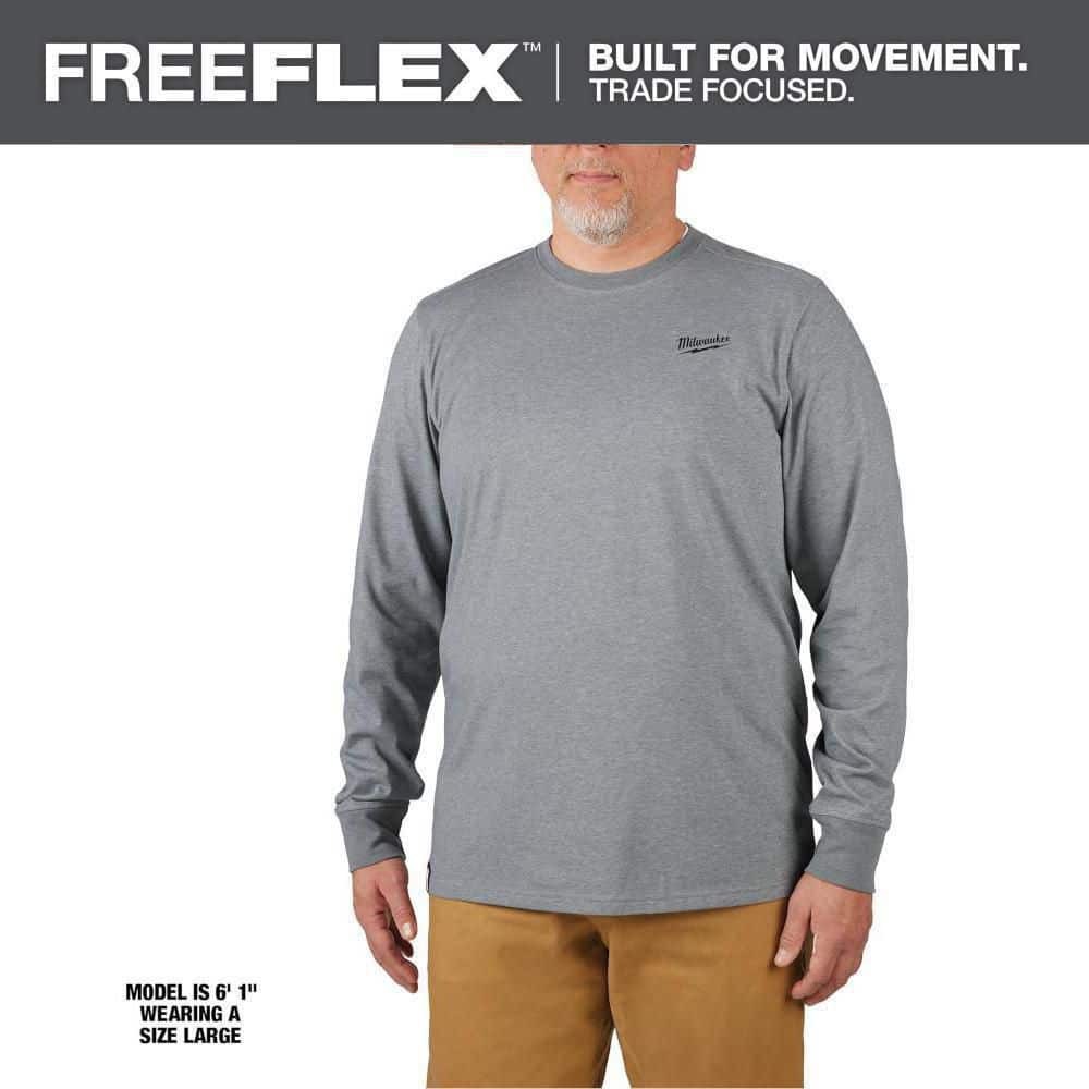 Milwaukee Men's Medium Gray Cotton/Polyester Long-Sleeve Hybrid Work T-Shirt gallery