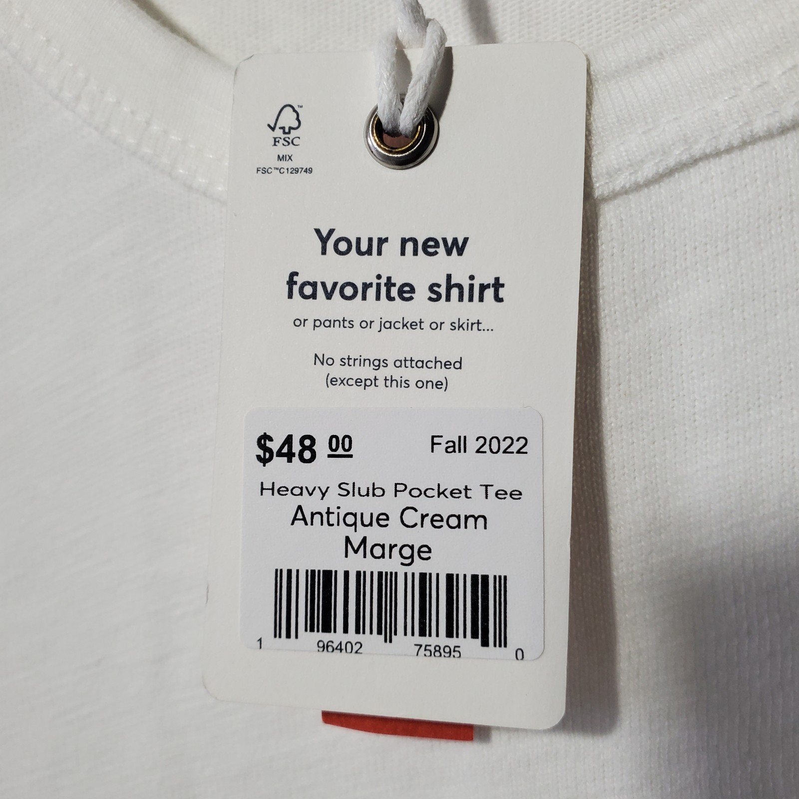 Marine Layer Shirt Slub Pocket Shirt Mens Large Antique Cream White Tee NWT gallery