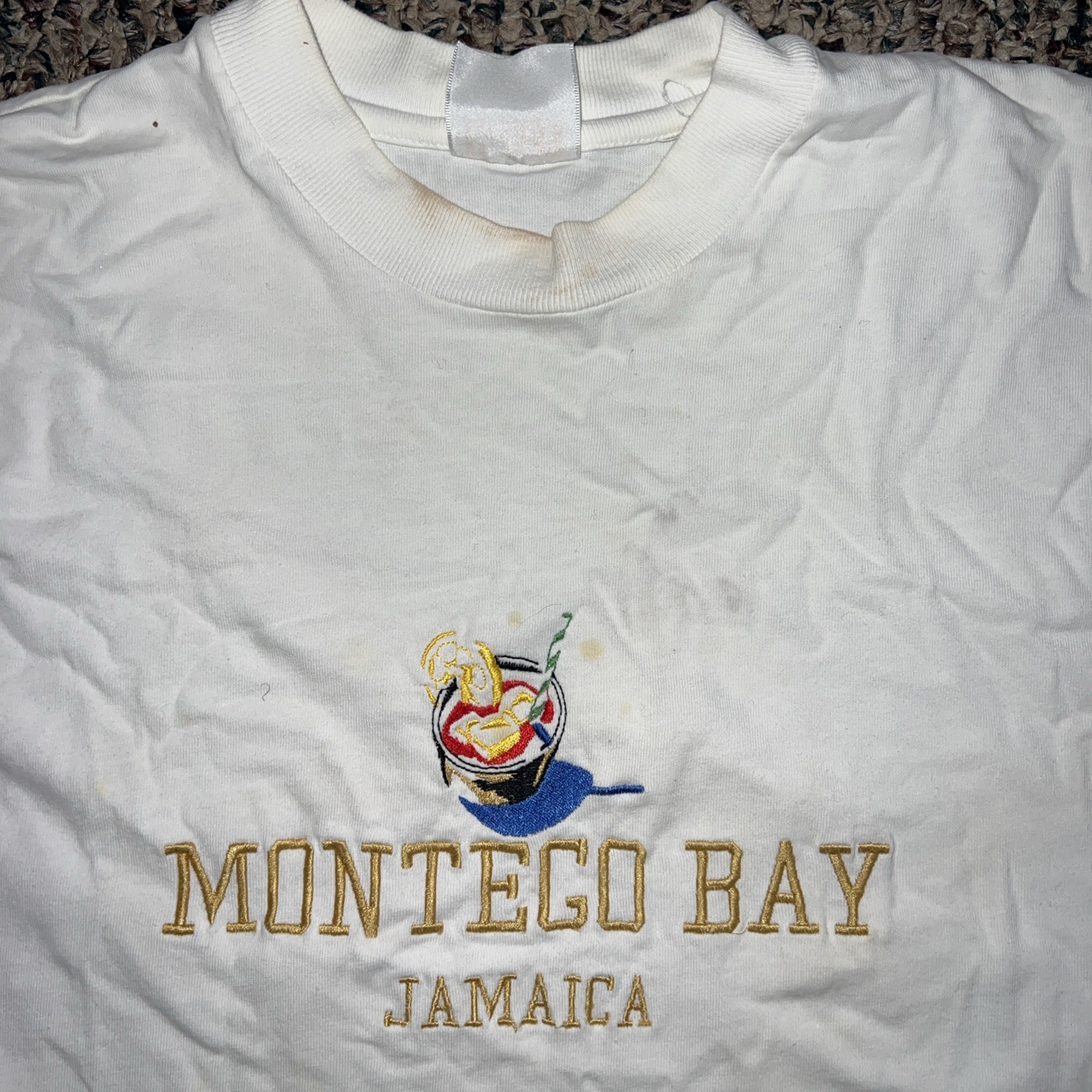 HEFTY Montego Bay Jamaica T-Shirt | No Size *Flaw* See Pics! 🍀 gallery