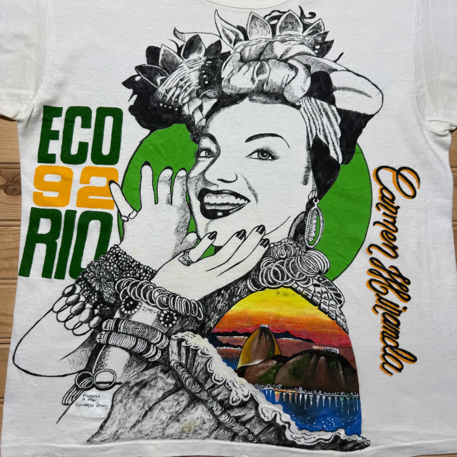 Vintage 1992 Eco 92 Rio Carmen Miranda Singer Portrait Graphic T-Shirt - Medium gallery