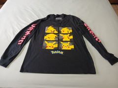 Pokemon Pikachu Black Graphic Long Sleeve T Shirt Mens Sz L Large
