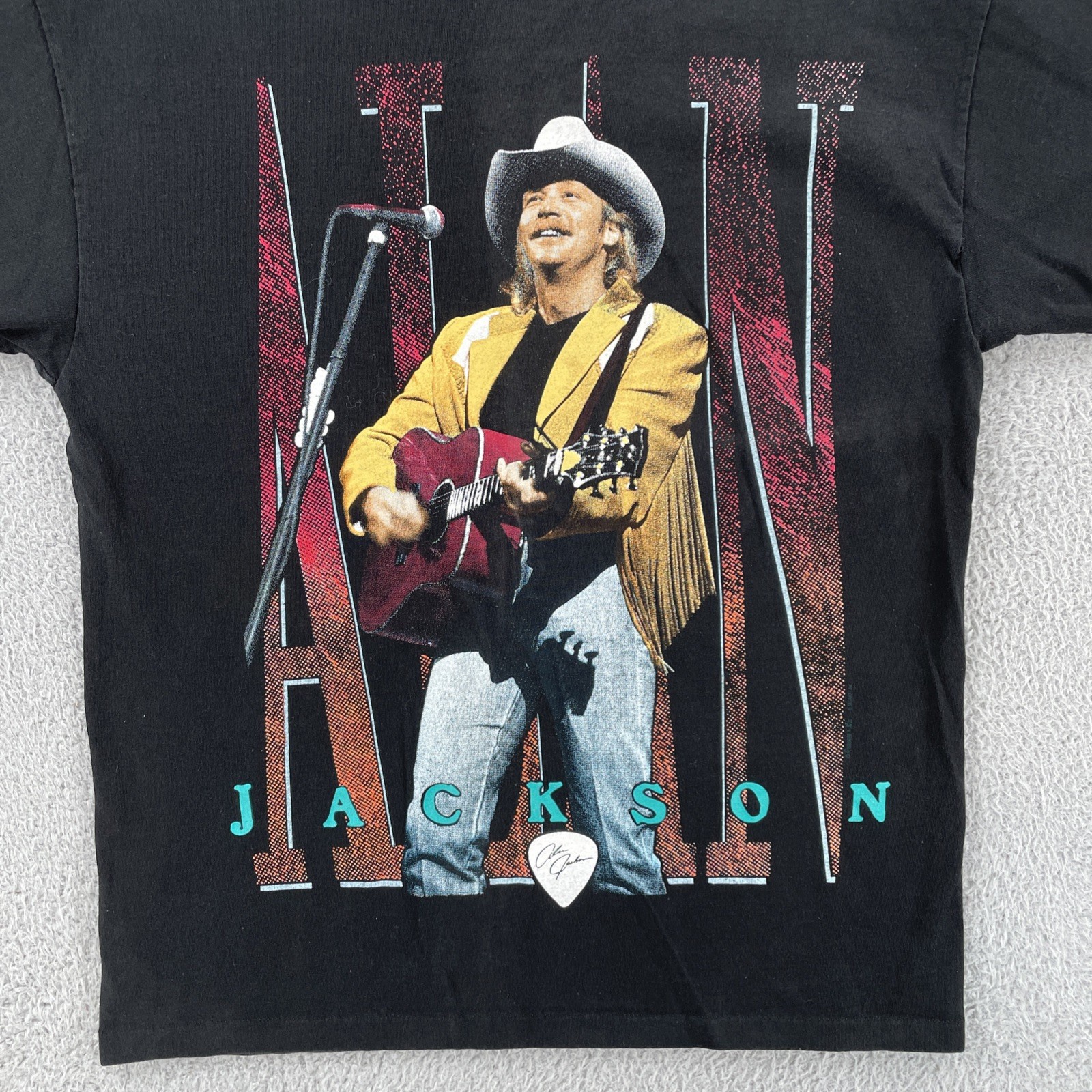 Vtg Premier Sportswear Mens L Black Shirt USA Made ALAN JACKSON On Tour Country gallery