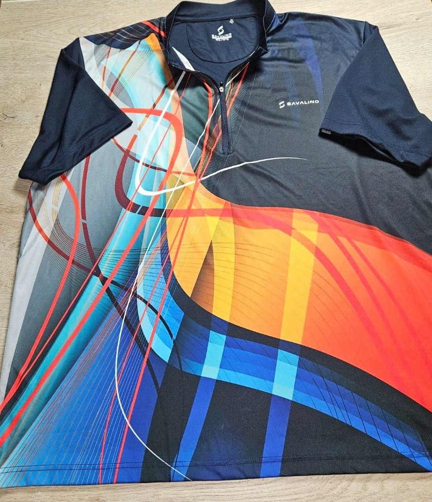 Savalino Quarter Zip Multi Color Graphics Bowling Shirt Size 2XL Geometric Tenni gallery