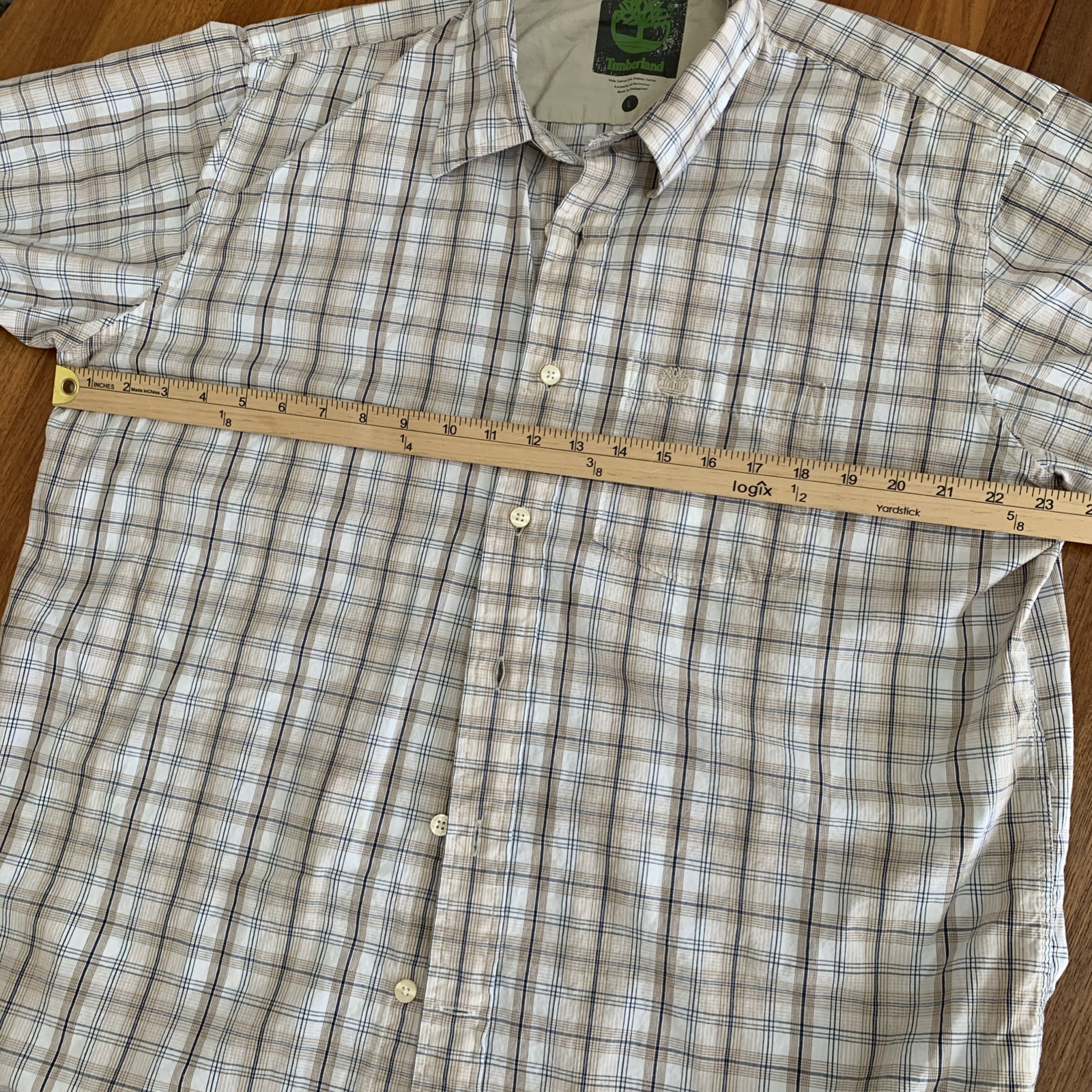 Timberland Short Sleeves Casual Mens Button Down Tshirt Organic Cotton Size L gallery