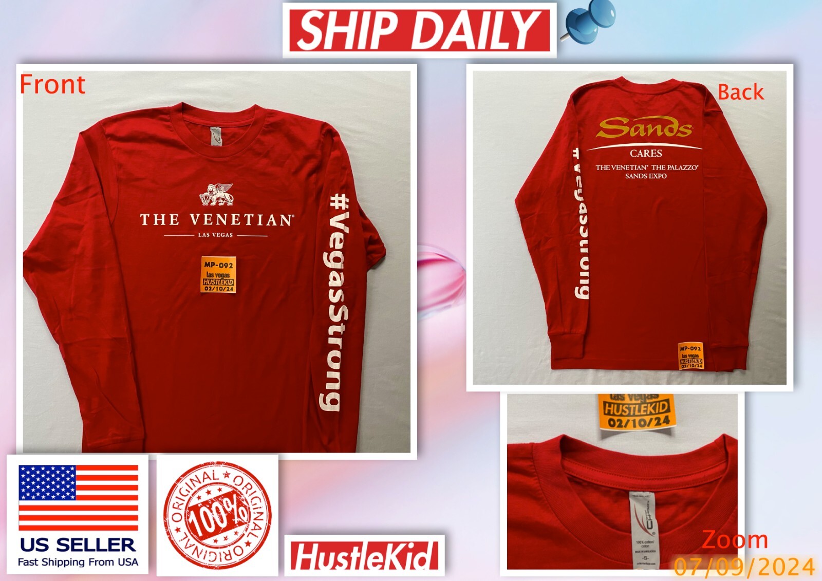 Official Venetian Sands Palazzo Las Vegas Hotel LS TShirt STRONG Employee Work S
