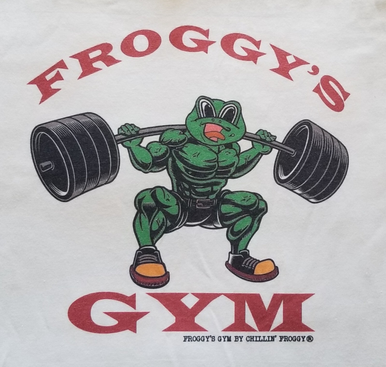 FROGGY'S GYM Workout Bodybuilding Exercise Old School Squat Logo T-Shirt NEW gallery