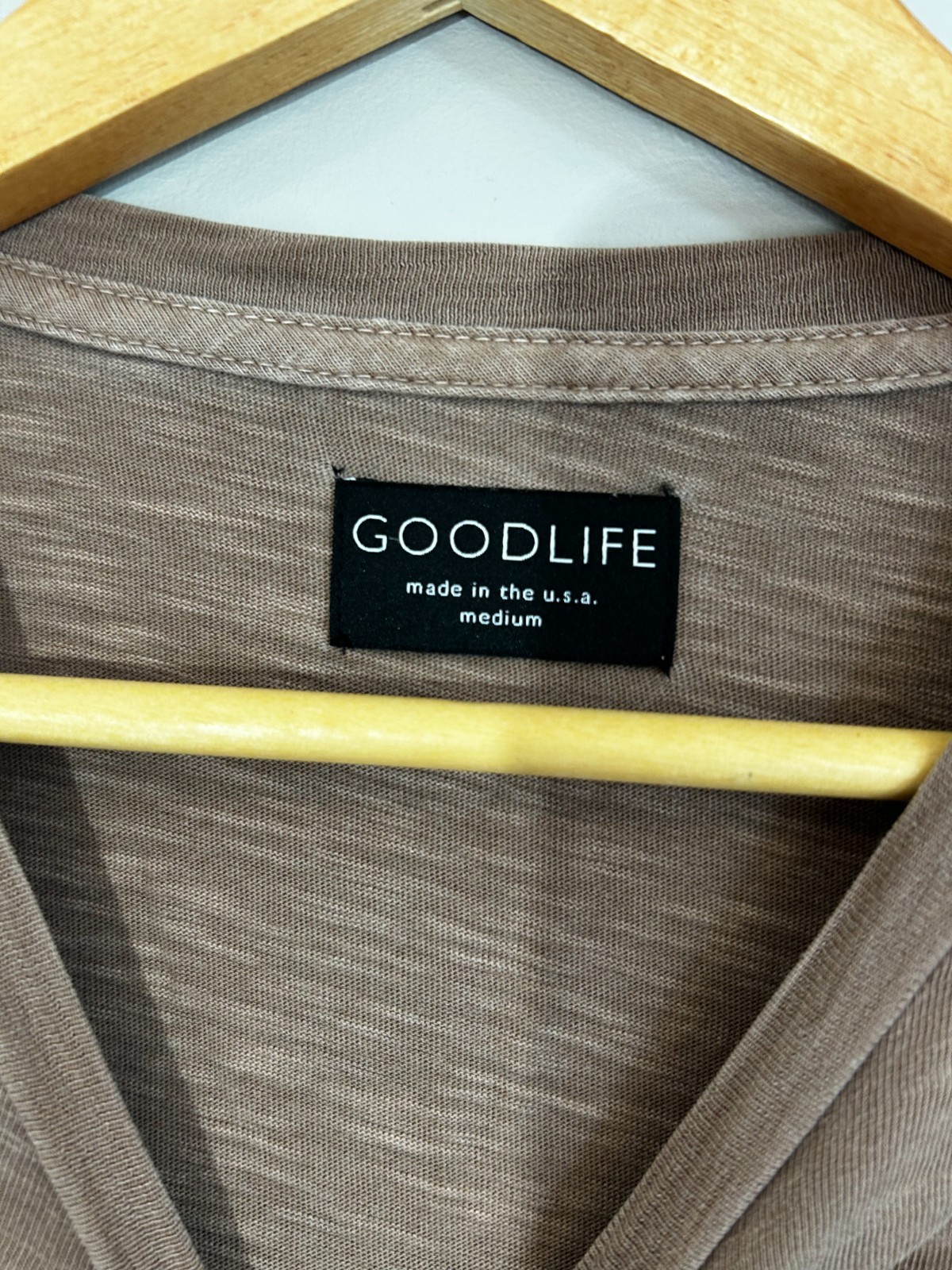 GOODLIFE Mens T-Shirt Brown Curved Hem Modern Casual Crew Comfort Soft Brown M gallery