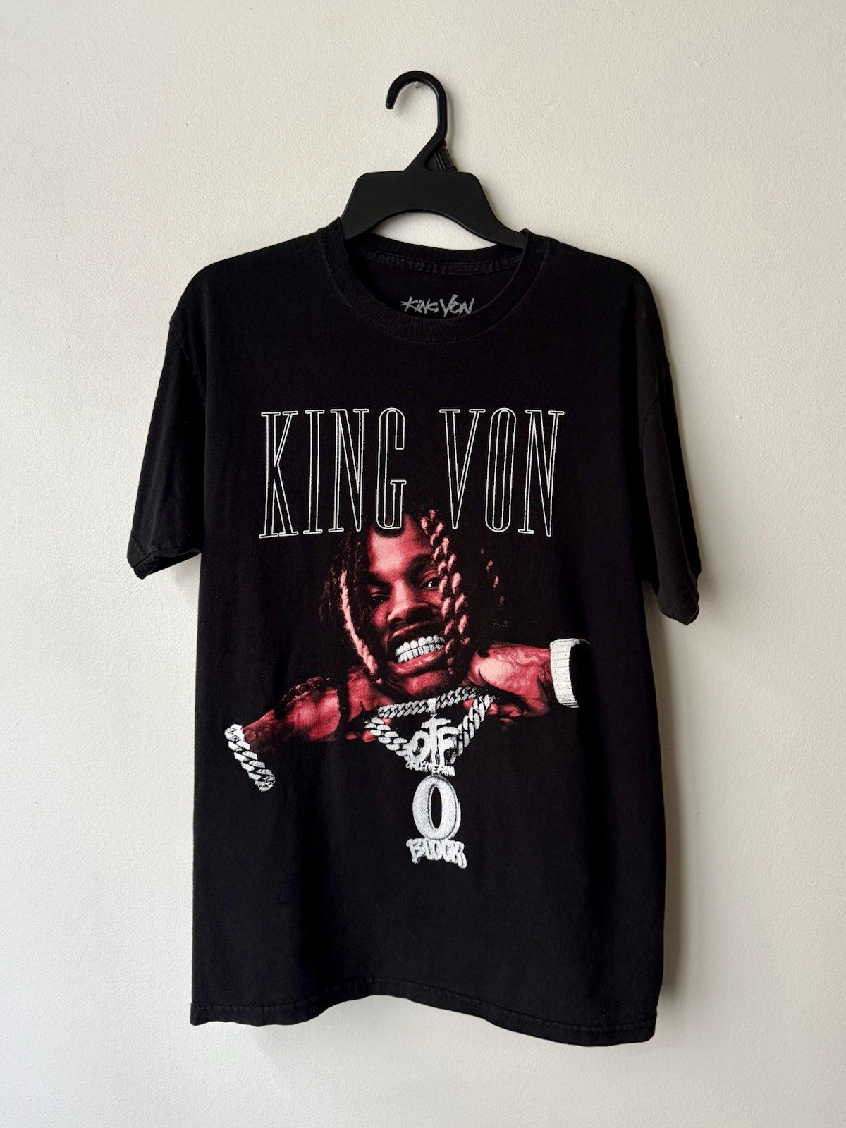 King Von OTF 0 Block Portrait Graphic T Shirt Rap Black Medium