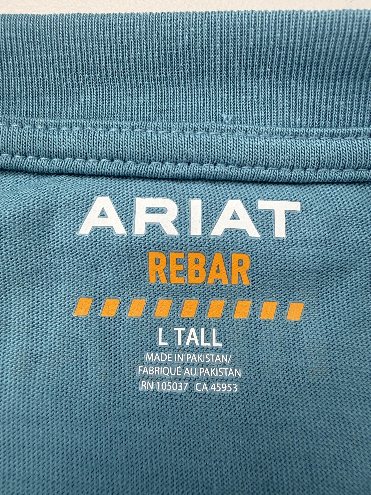 Ariat Shirt Mens LT Blue Rebar Long Sleeve Logo Graphic Tee Workwear Preshrunk gallery
