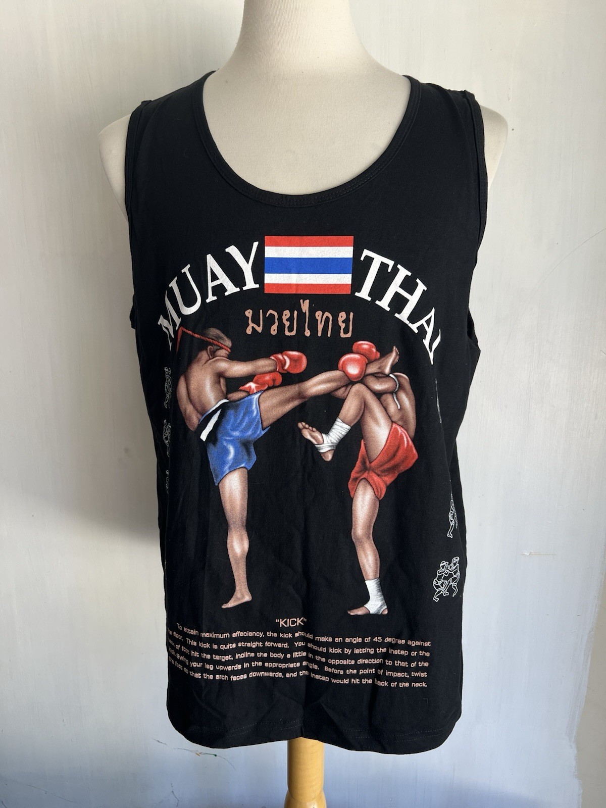 MUAY THAI Official MMA "Kick" Boxer Martial Arts Tank Top T-Shirt Size Large gallery