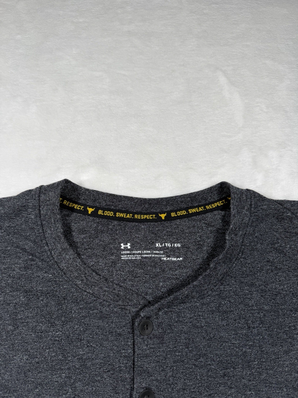 Under Armour Shirt Mens XL Project Rock Baseball 3/4 Sleeve Performance Gray gallery
