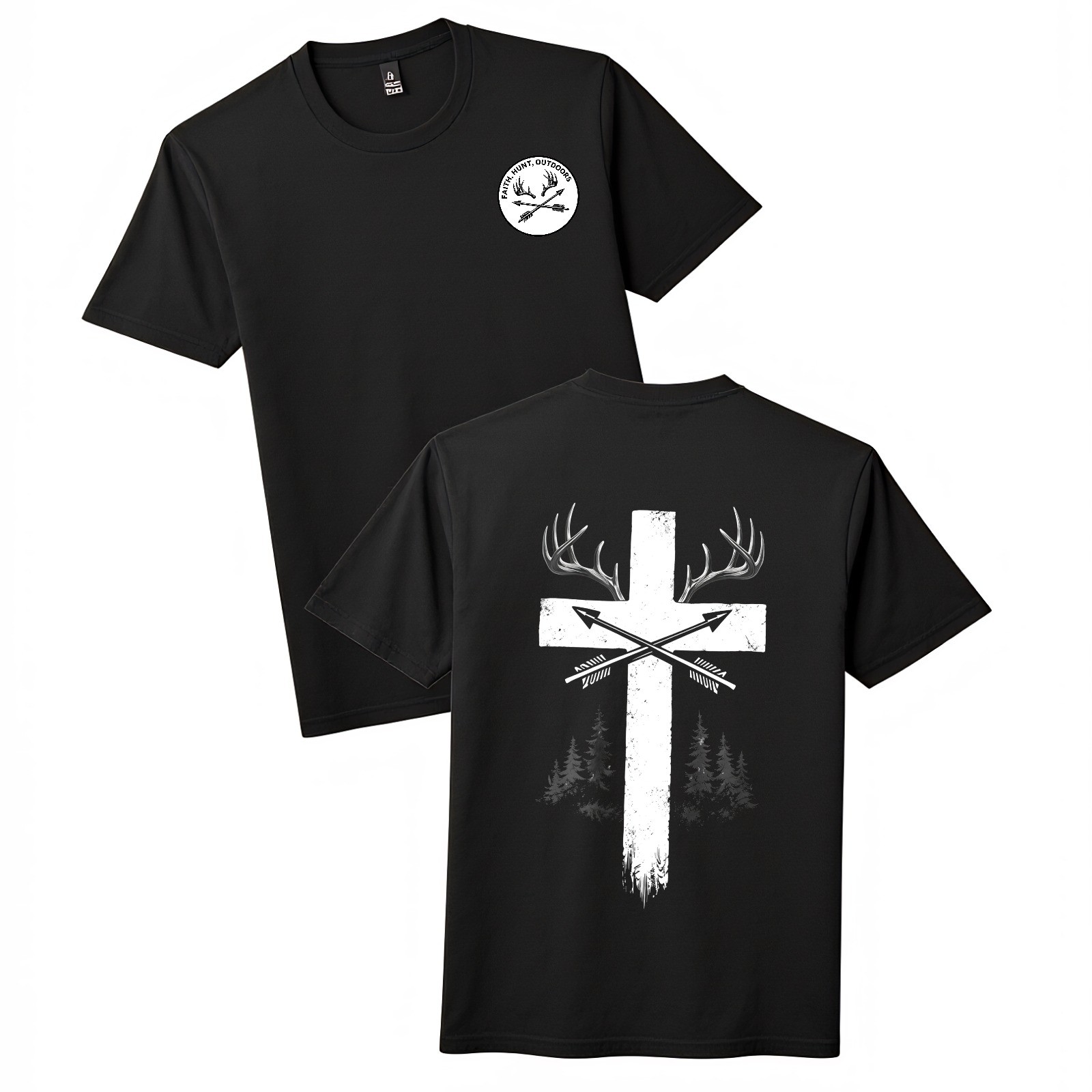 Vintage Faith Hunt Print T-Shirt-Antler Cross Outdoors Unisex Tee Free Shipping gallery