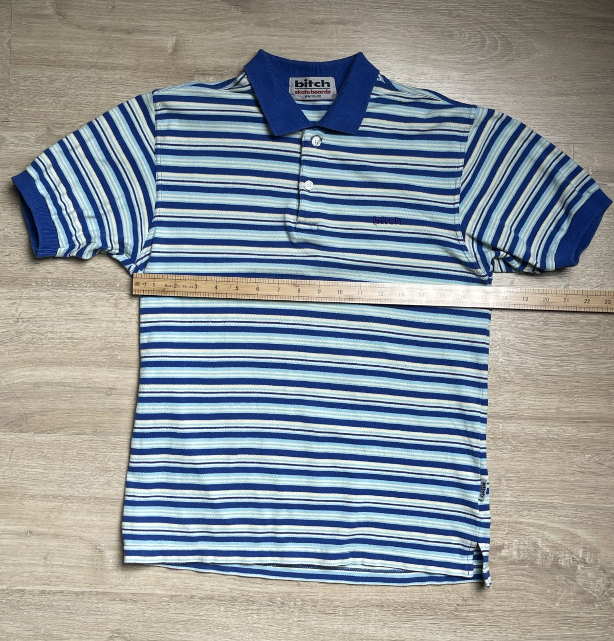 Vintage Bitch Skateboards Striped Button Up Polo T Shirt Men’s Size Medium 90S gallery