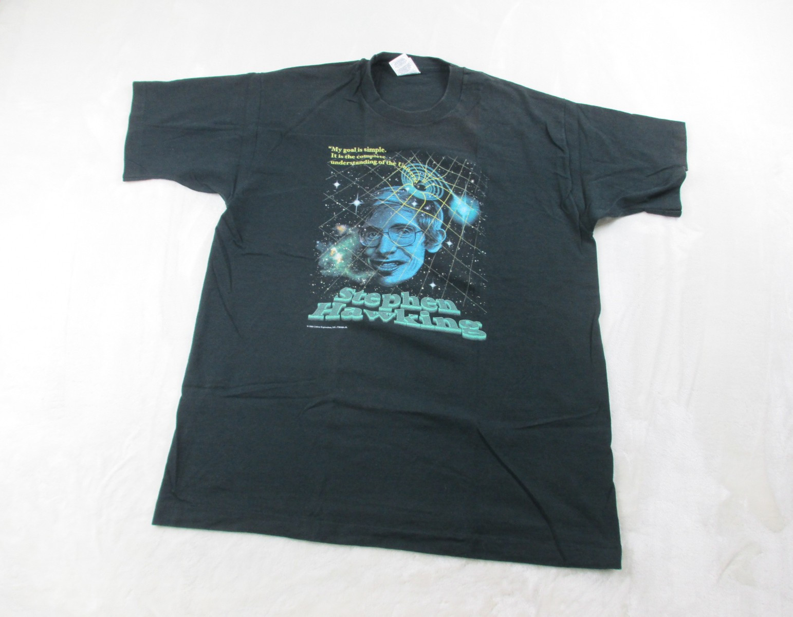 VINTAGE Stephen Hawking Shirt Mens Extra Large Black USA Single Stitch 1995* gallery