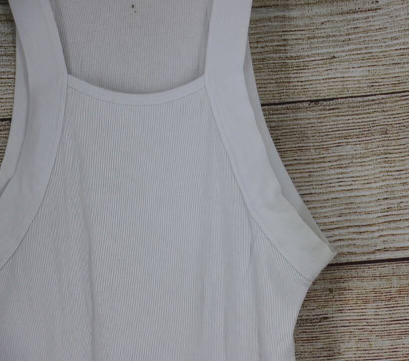 Mens XL White Ribbed Tank Top Sleeveless Undershirt A Shirt Basic Cotton gallery