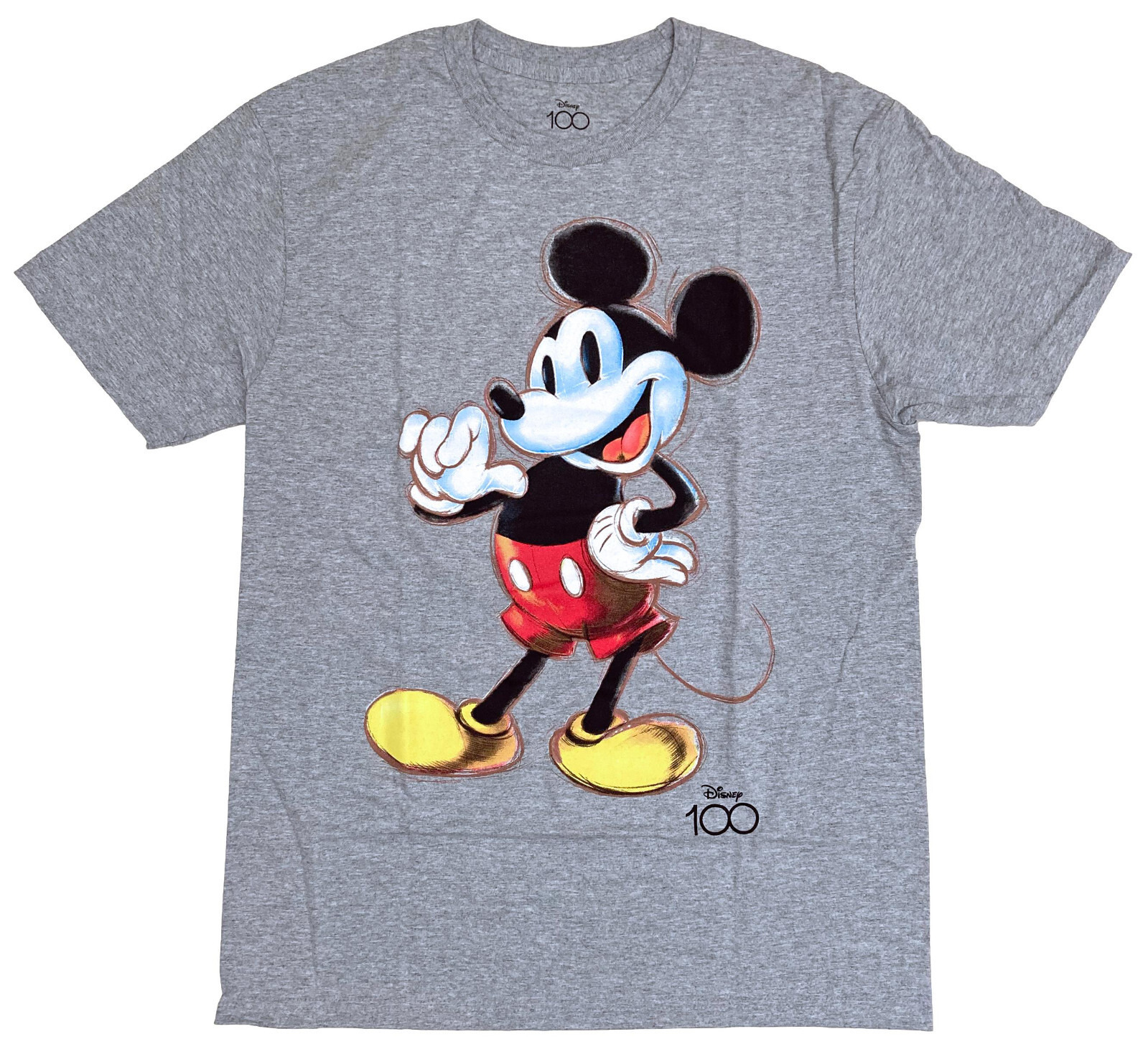 Disney Mickey Mouse 100 Years Distressed Men's Grey Heather T-Shirt gallery